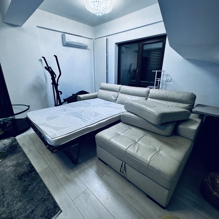 Vand canapea piele naturala, coltar in forma de L, extensibila