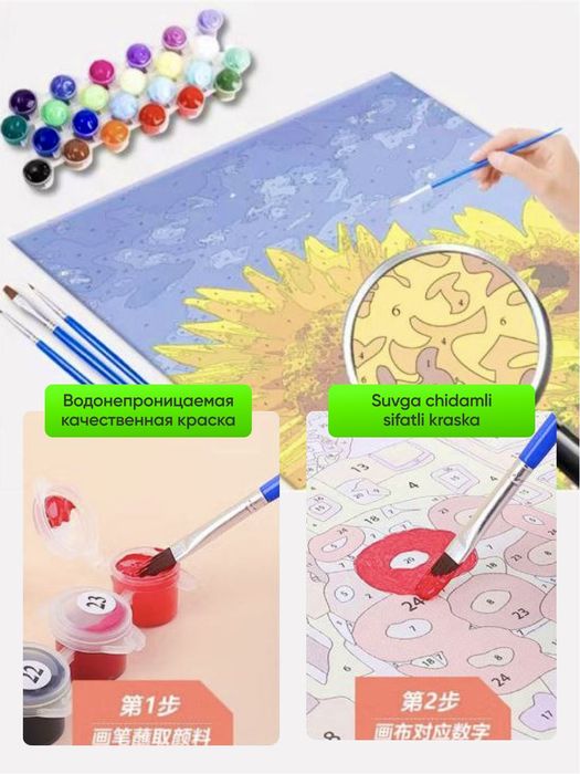 Картина по номерам, полный комплект, Raqamli kartina