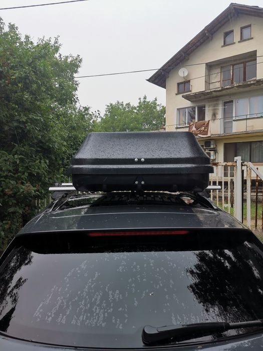 Автобокс, куфар/багажник за кола, 450лт, матово-черен карбон