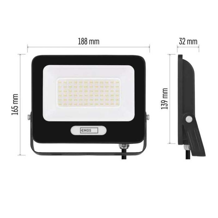 LED прожектор GLARO 50W, черен, IP65, 5000 lm, неутрално бял