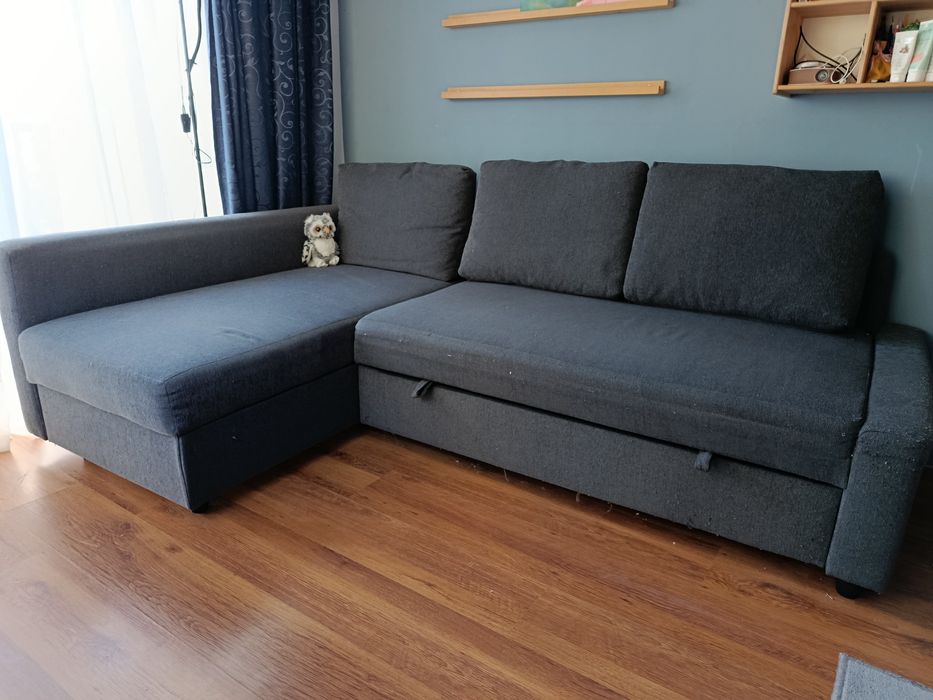 Ъглов разтегателен диван - сив, ИКЕА