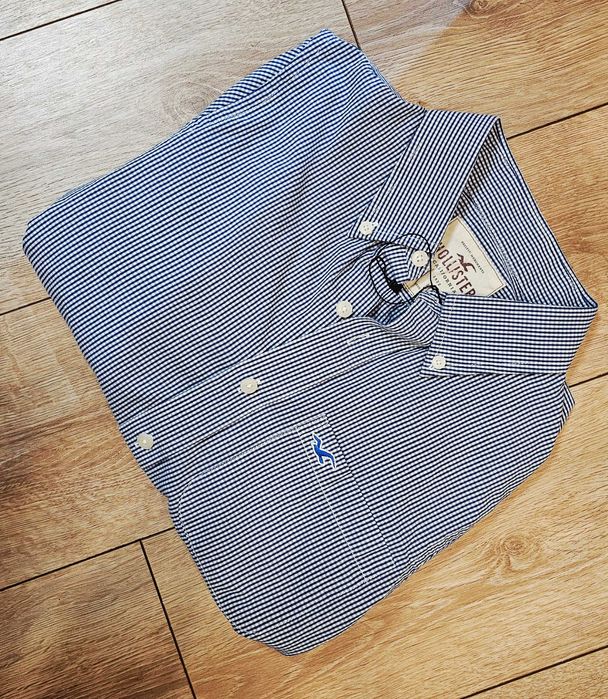 Cămașă Hollister California – Mărimea M – Model Gingham Albastru/Alb