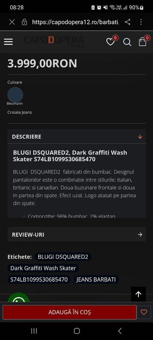 Blugi Dsquared2 new model Skater Jeans Seria S74LB0764S30342