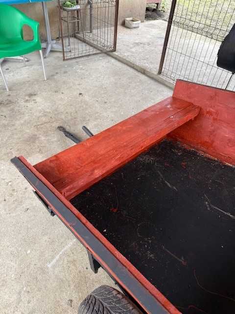 Remorcă motocultor NOUĂ, construcție solidă, oblon rabatabil