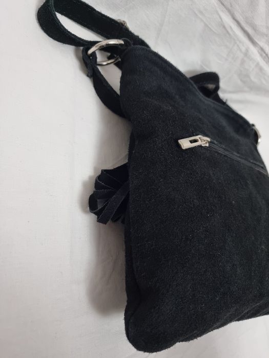 Geanta piele naturală întoarsă neagră