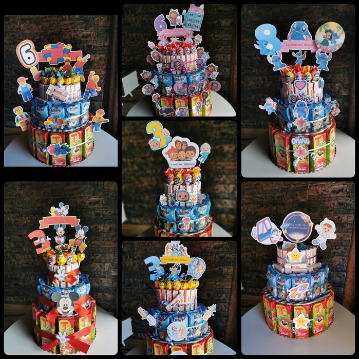 Tort din dulciuri ambalate