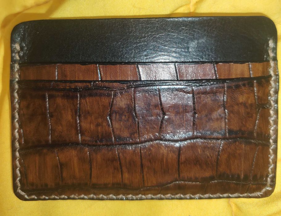 Картодържател (Cardholder) Естествена кожа четри карти Тънък