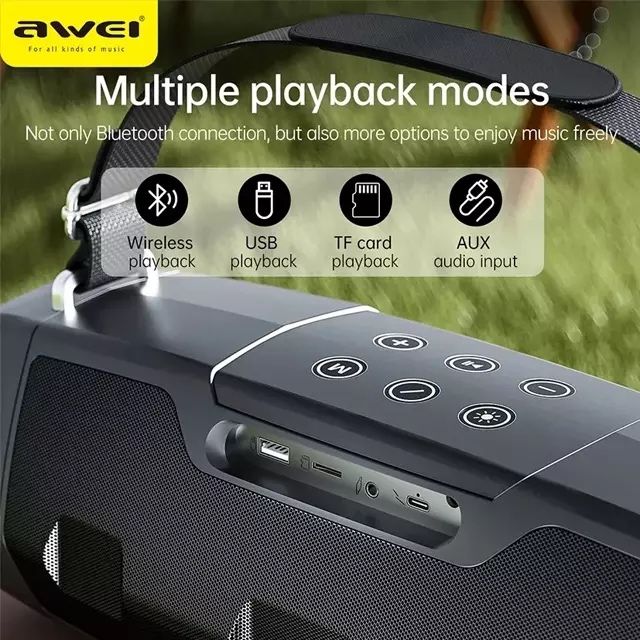 Караоке колонка Awei KT28 30 Вт, Bluetooth, RGB-подсветка, 2 микрофона