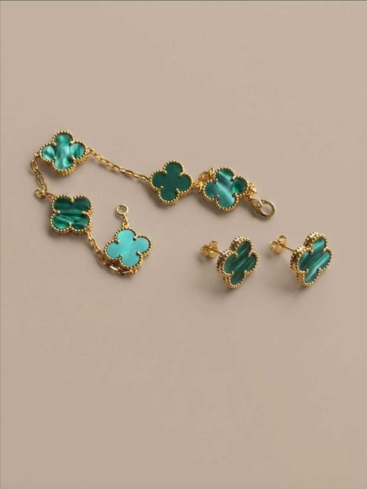 Van Cleef зелен комплект – гривна и обеци