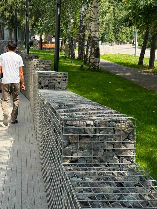 Габионы. Габионная сетка. Прут. Скобы. Камень. Алматы