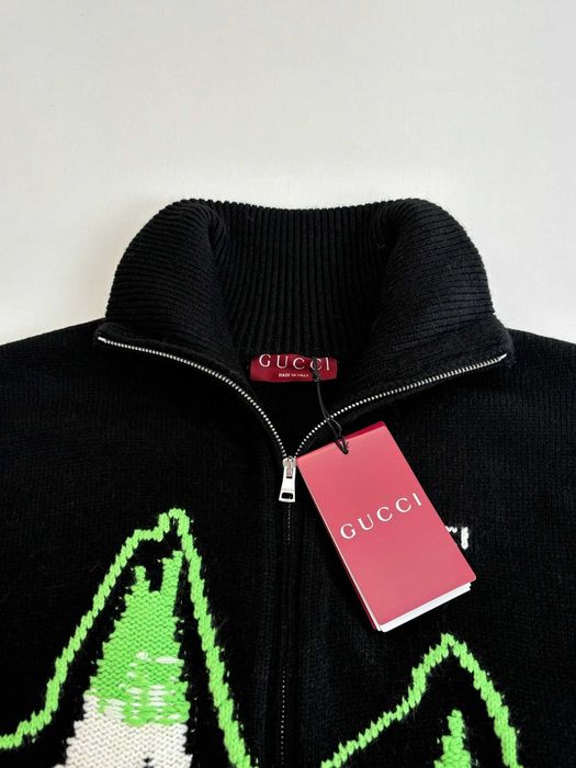 Gucci Ski-tematyczny krajobraz górski Intarsia wełna dzianina Zip