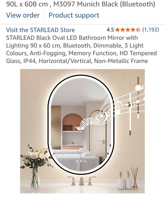 Димируемо лед огледало за баня 90х60см