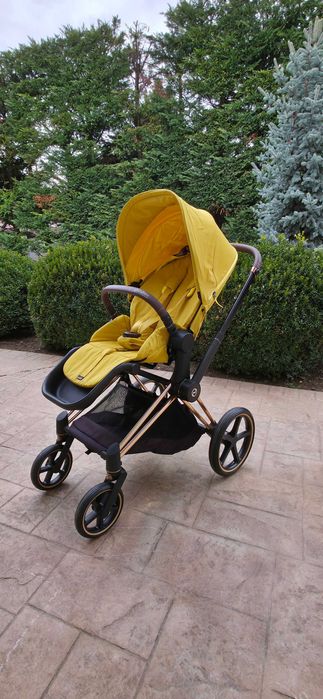 Carucior Cybex Priam Platinum 4.0, Mustard Yellow cu cadru Rosegold