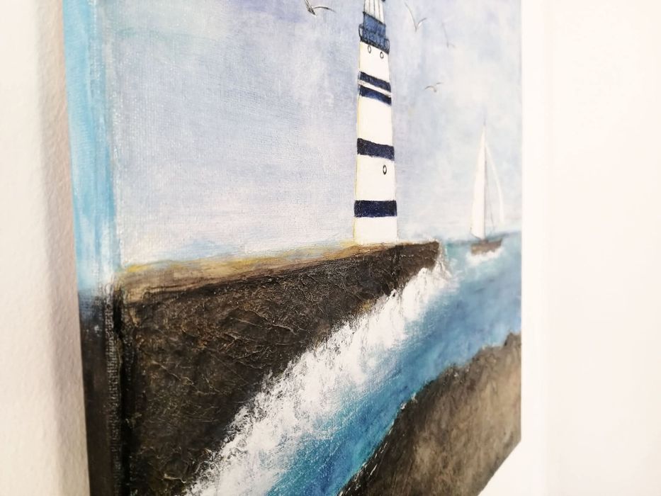 Tablou pictat manual 
Tablou canvas decor marin
Tablou