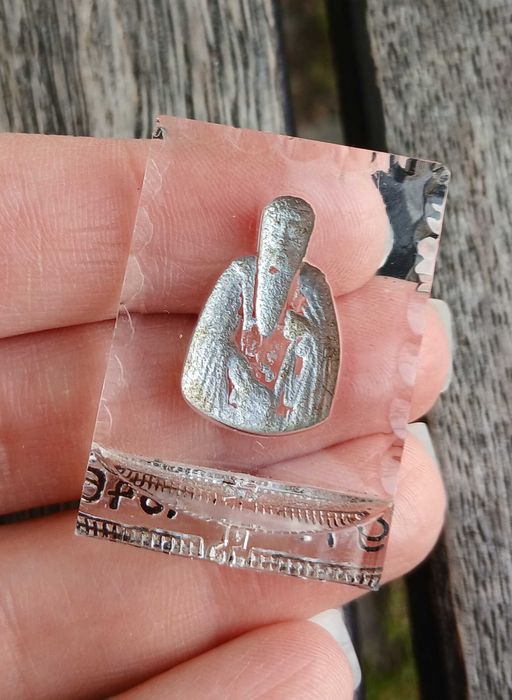 Iconita argintata din sticla sfant ortodox crestin suflata cu argint religie icoana