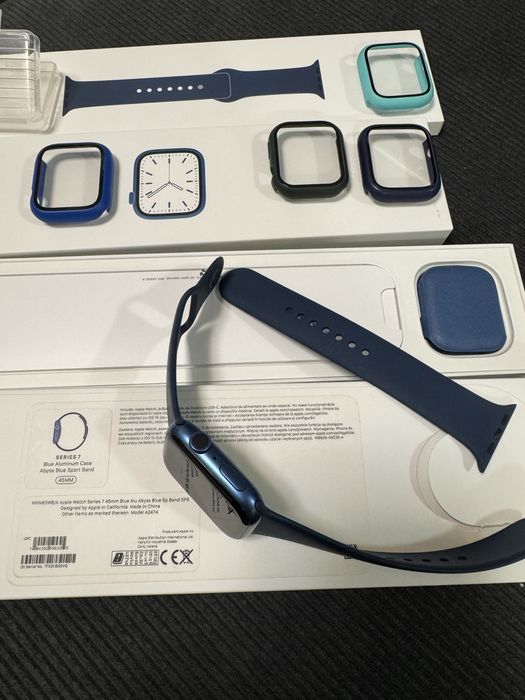Apple Watch Series 7 GPS 45mm, оригинален, пълен к-кт с подаръци