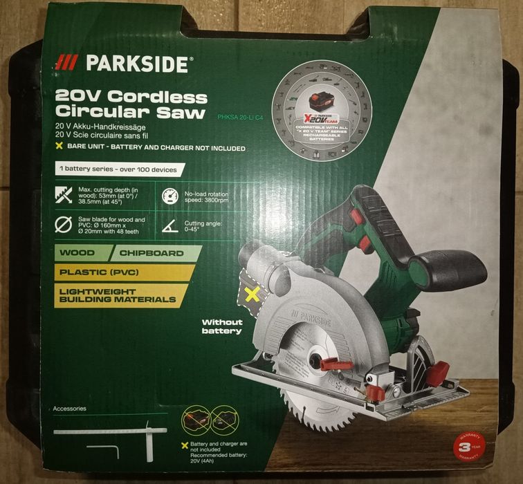 Parkside ferastrau circular pe baterie incarcator 20V fierastrau disc