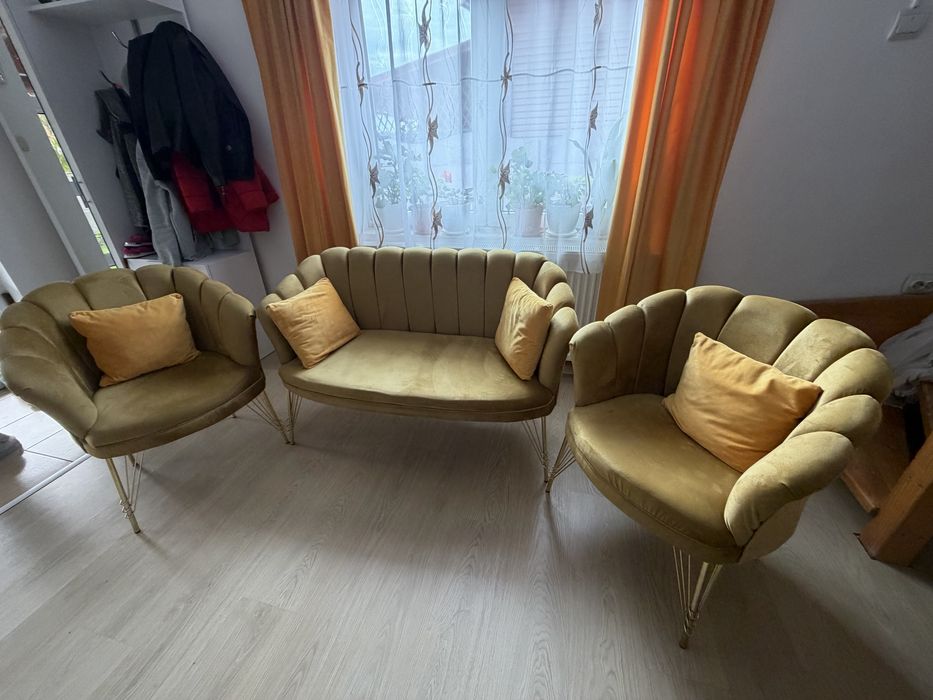 Canepa cu doua scaune,culoare galben