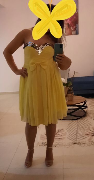 Rochie voal top galbena marime 40 paiete