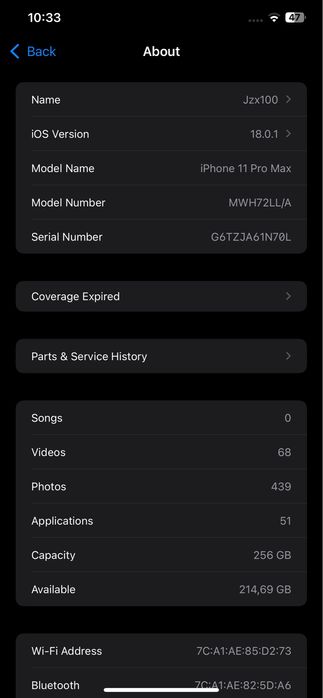 iPhone 11 pro max 256гб 68%
