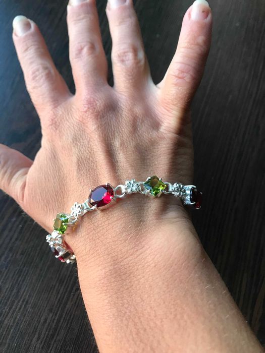 Bratara Argint 925 cu Pietre Semipretioasa Peridot si Granat TOY