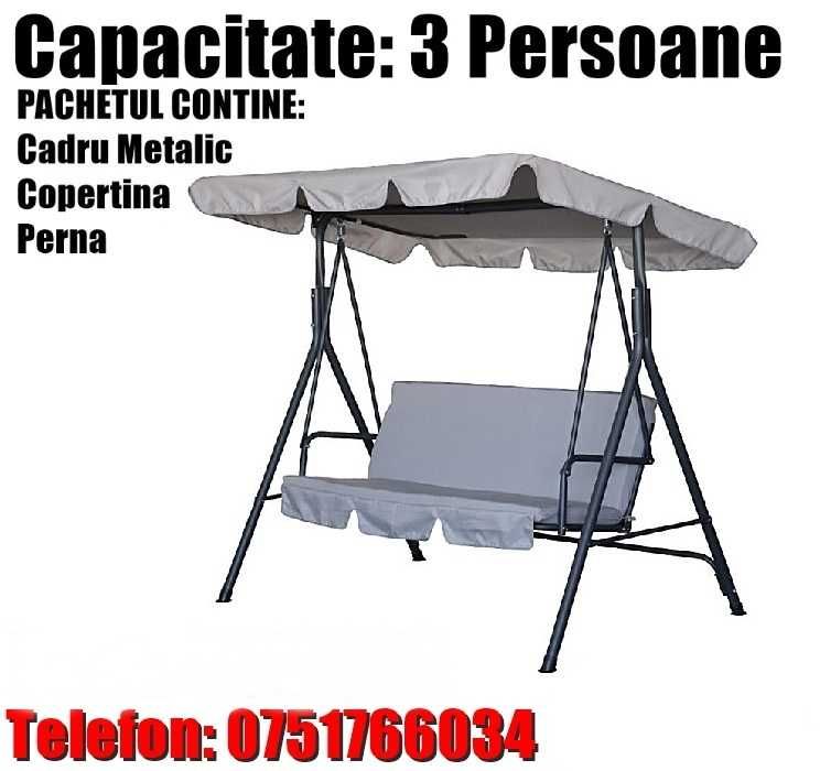 Balansoar Leagan Relaxare Curte Gradina 3 Persoane Gri