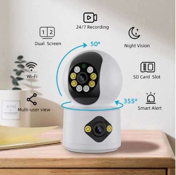 Smart WiFi безжична двойна IP камера /бебефон LYL ICSEE 6MP нощно