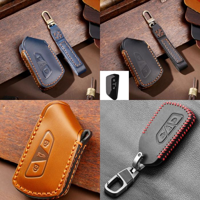 Кожен калъф за ключ VW Volkswagen Golf 8 2020 Skoda Octavia