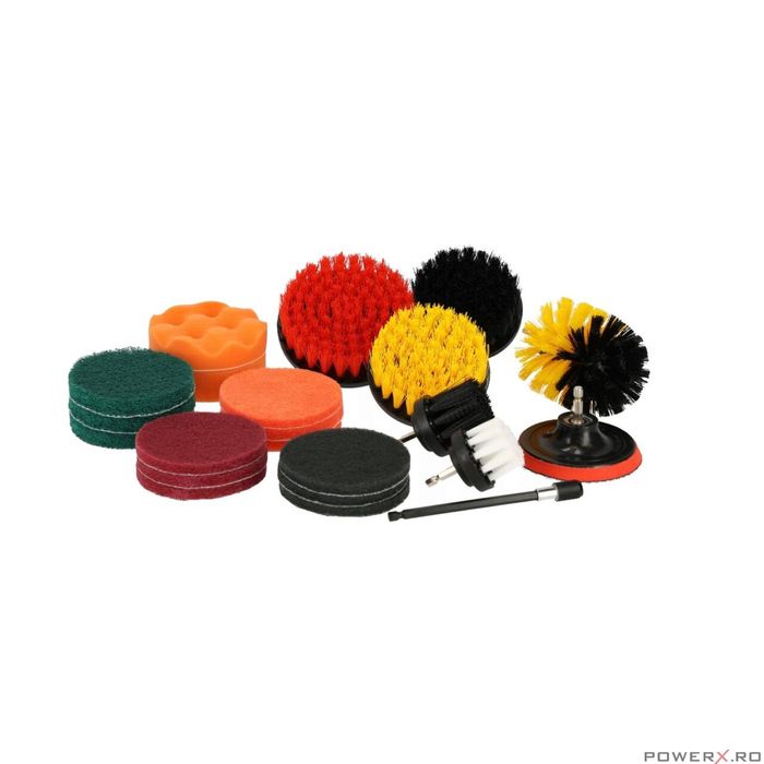 Set perii si discuri curatare, 22 piese, pentru bormasina, Silver