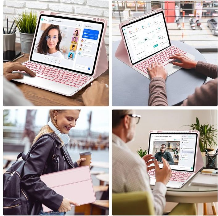 Husa roz cu tastatura pentru Ipad Pro 11, touchapad , tastaura