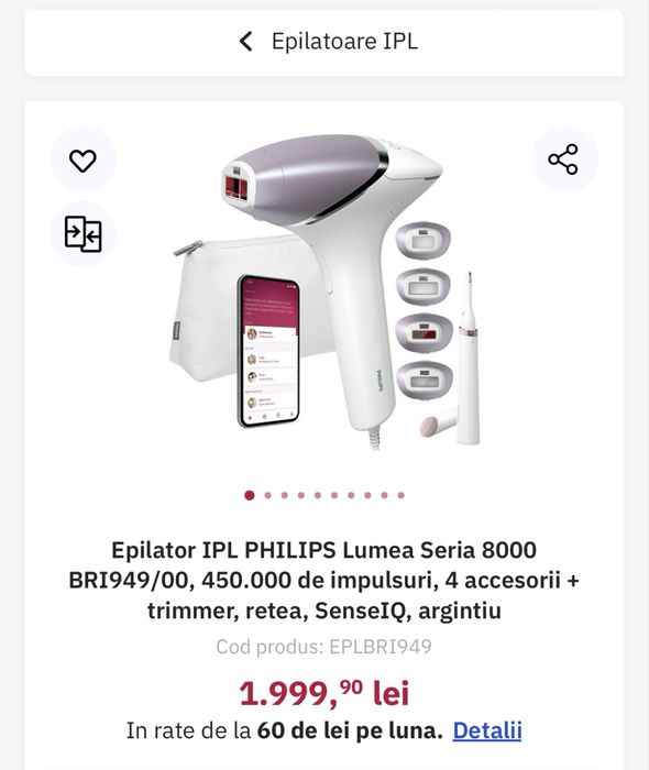 Philips Lumea Prestige 8000 (BRI947) -4 capete interschimbabile