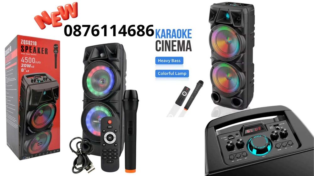 450w Преносима караоке колона ZQS-8210 2х8 инча микрофон