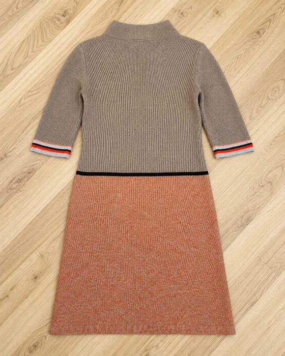 Rochie tricotată Weekend Max Mara damă, bej-taupe cu portocaliu, lână și alpaca, mărimea L