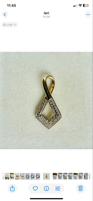 Pandantiv din argint aurit cu diamante