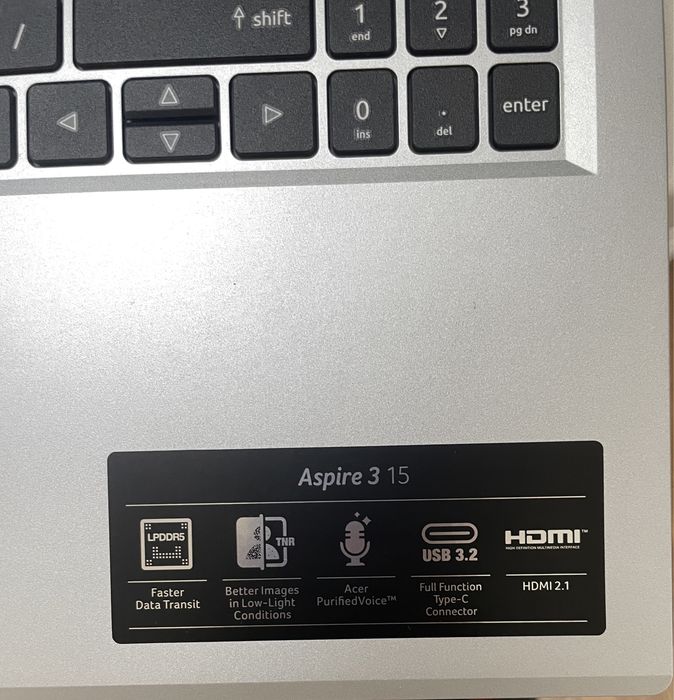 Acer Aspire 3 15 — i3-N305 / 8 ГБ LPDDR5 / SSD 256 ГБ / Full HD
