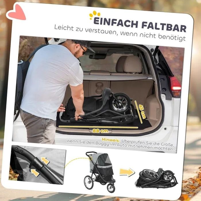 PawHut Количка за кучета, количка за малки кучета и котки