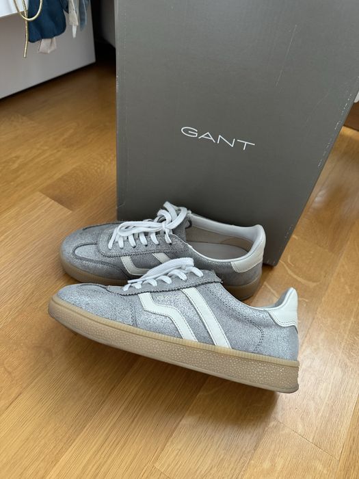 Кожени маратонки Gant Cuzima сребристи