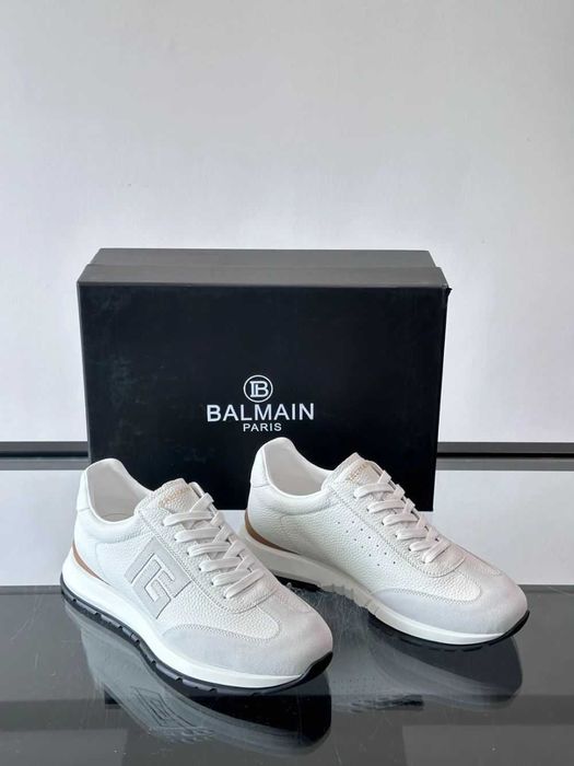 Balmain Monogram Runner Sneaker "White Leather"
