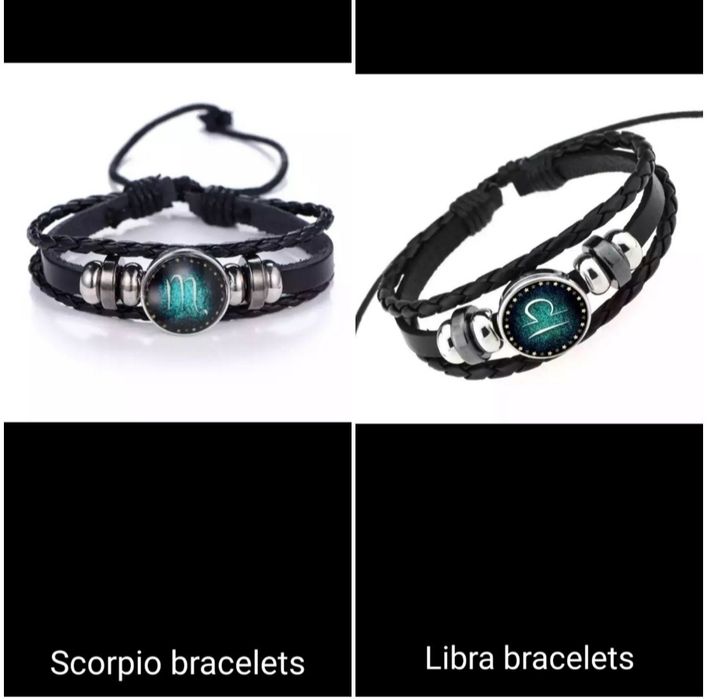 Кожена гривна с зодия фосфорна светеща