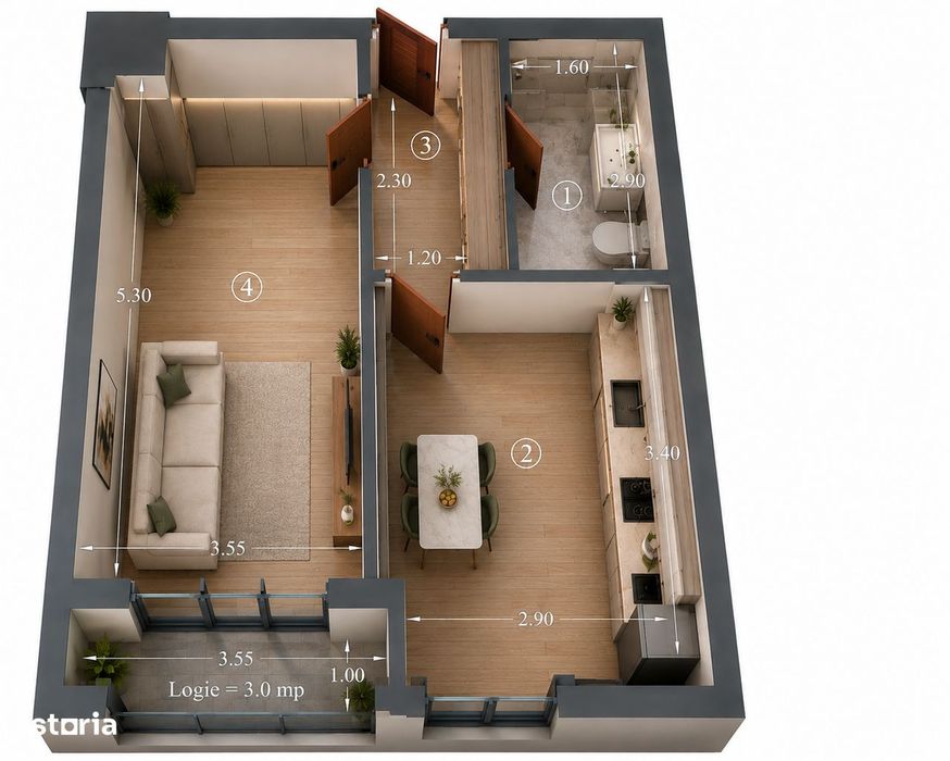 Apartamente cu 1 camera Cartier Visoianu — fotografia 3
