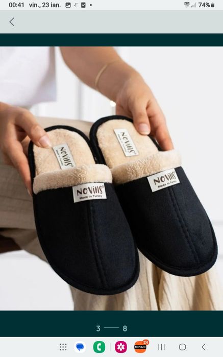 Papuci captusiti cu blana + Bonus ciorapi și căciulă NOI - IDEE CADOU