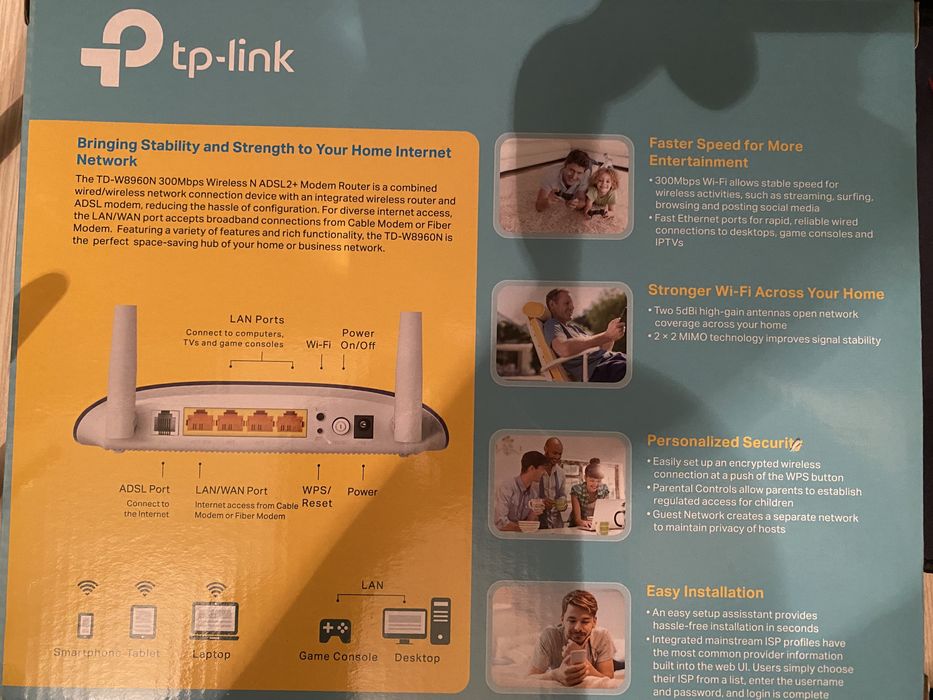 tp-link TD-W896N wi-fi router adsl+optika