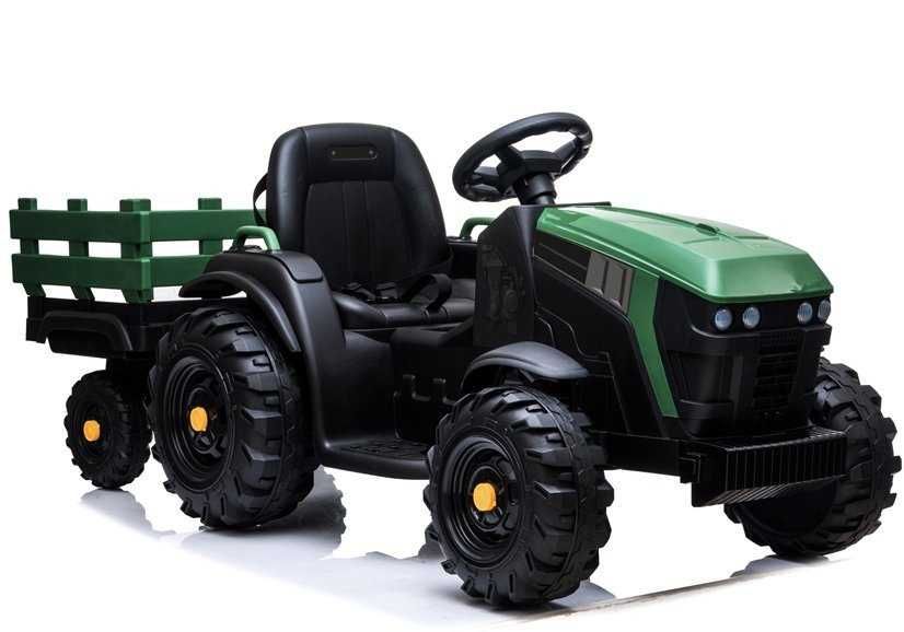 Tractor electric cu remorcă BDM0925, 12V, 2x45W, verde, cu telecomandă
