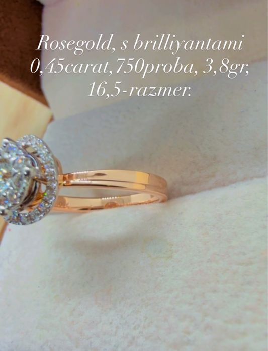 Rosegold s brilliantami 0,44carat, 3,8gr,750proba,16,5-razmer