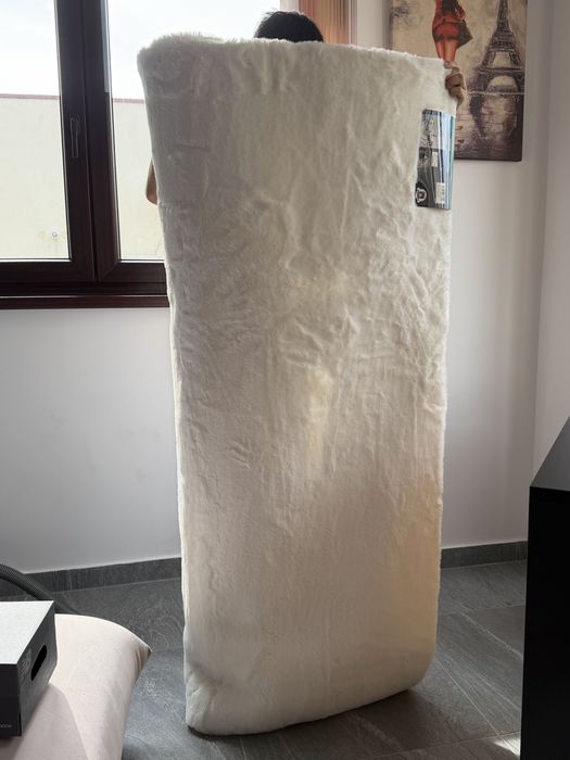 Covor alb pufos si moale, nou, 160x230cm