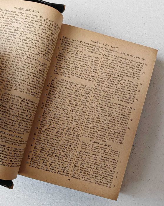 Biblia / Biblie in limba franceza , 1898, 11x16x3 cm , coperta piele