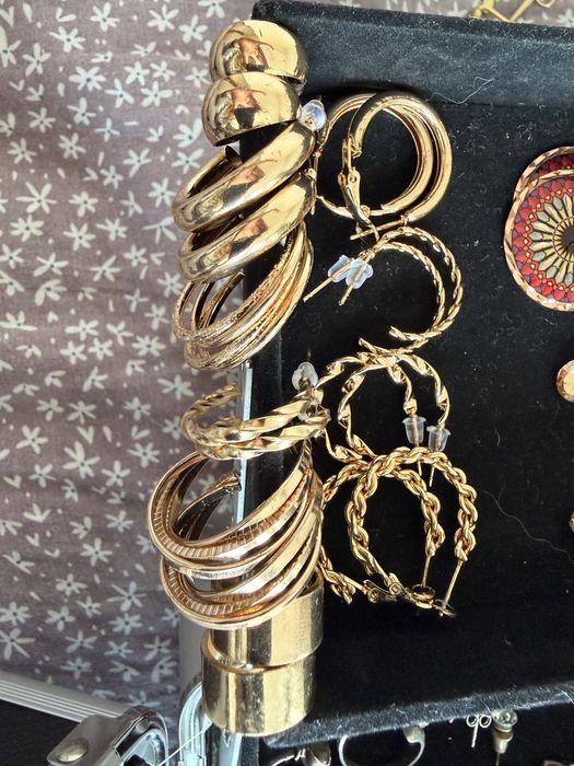 Позлатени обици, различни видове, стомана със златно покритие