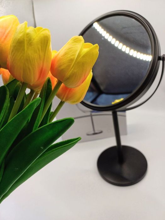 Двустороннее овальное зеркало (Чёрное подставке)