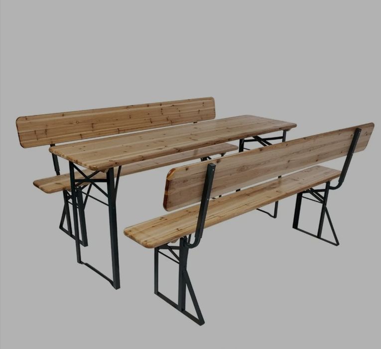 Сгъваем Комплект градинска маса 200х80смН76см + пейки с облегалка 200х