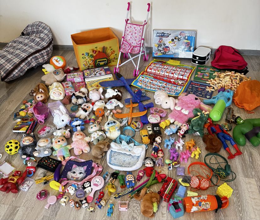 Пакет игрушек для мальчиков и для девочек, коляска, лабубу, машинки,